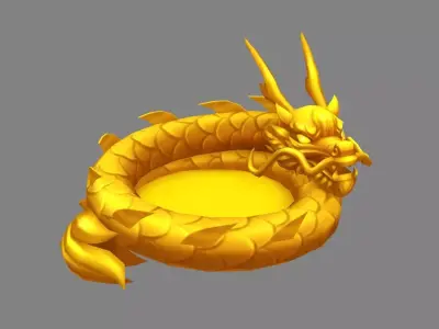 Cartoon Golden Dragon Circles Low-poly 3D model