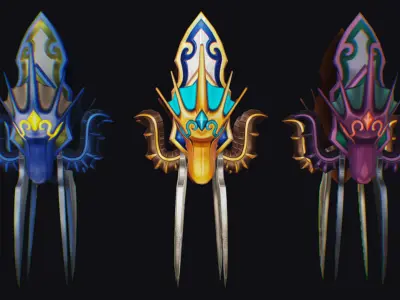 Claw Hand Dragon Face Claws Glove Blade Cutting Edged Wedge Low-poly 3D model