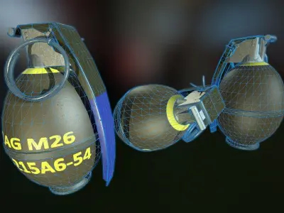 M-26 Frag Grenade Low-poly 3D model