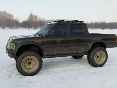 Totoya 4x4 Offroad Pick-up Car Vehicle Game Ready SUV Low Poly Free low-poly 3D model