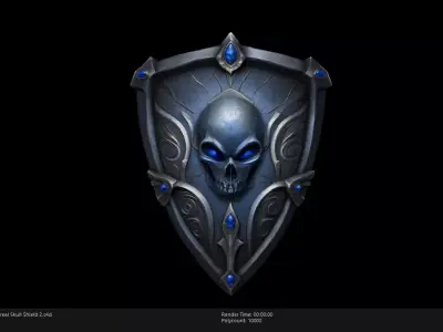 Low Poly Stylized Ethereal Skull Shield 2 Low-poly 3D model