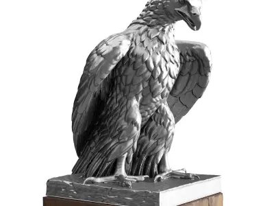 Eagle sitting sculpture Low-poly 3D model