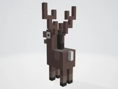 Crossy Road type game Reindeer and Rider Low-poly 3D model