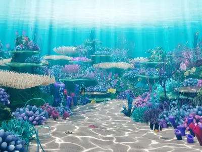Cartoon Underwater Scene 3D model