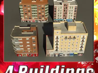 Building Collection 73-76 Low-poly 3D model