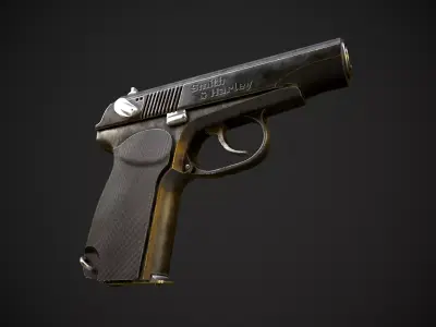 Low Poly Small Arms Weapon - 3 In 1 - Textured Low-poly 3D model