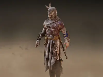 Post Apocalyptic Man Low-poly 3D model