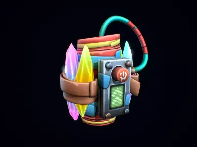 Stylized Crystal Shard Bomb Low-poly 3D model