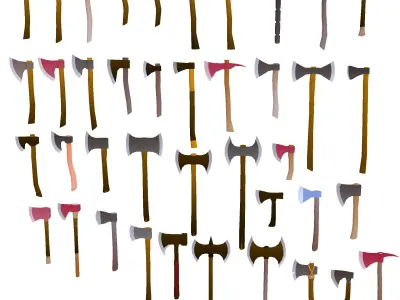 Axe Bits Low-poly 3D model