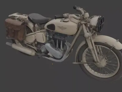 WWII Desert Military Motorcycle 3D Model Low-poly 3D model