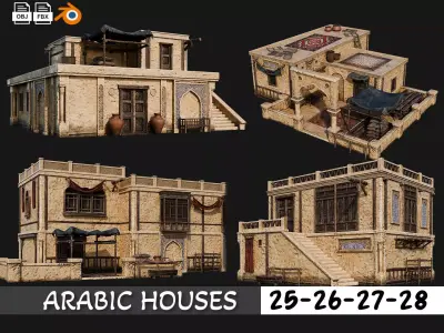 25-28 - Arabic Houses 4K Low-poly 3D model