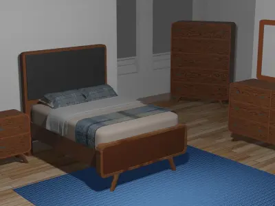 Minimalist Bedroom  Free low-poly 3D model
