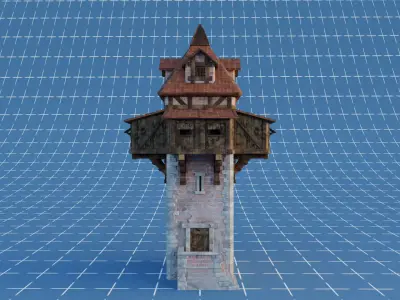 Medieval Watchtower Low-poly 3D model