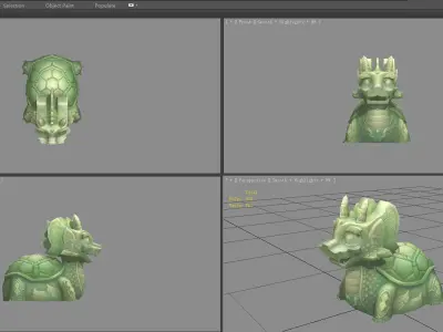 Cartoon jade Tortoise sculpture Low-poly 3D model