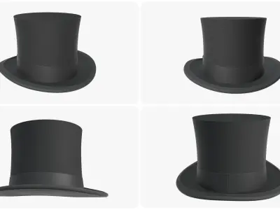 Hat set bowler men women floppy summer jester magician military 3D model