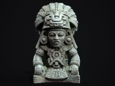 Statue Aztec Cocojo God Low-poly 3D model