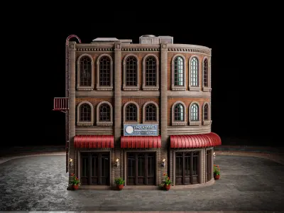 URBAN BUILDING OLD HORROR 6 Low-poly 3D model