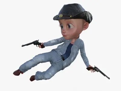 Cartoon Cowboy Rigged 3D model