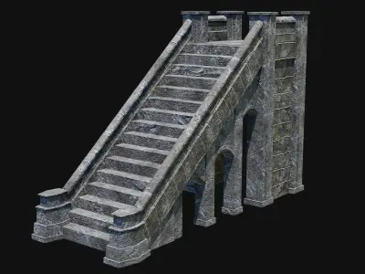 STAIRS COLUMNS GATE STAIR PLATFORM PIER TEMPLE PORTAL COLLECTION Low-poly 3D model