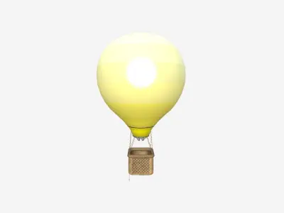 Balloon Hot Air 03 Yellow - Aircraft Cartoon Low-poly 3D model