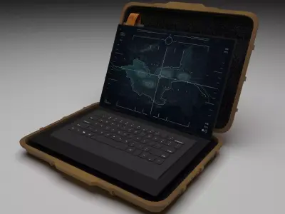 Military Laptop Low-poly 3D model