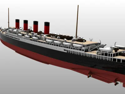 Print ready SS FRANCE ocean liner 1912 - full hull and waterline 3D print model