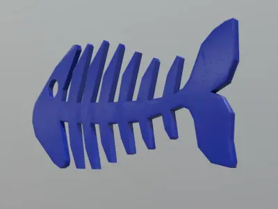 Fishbone 2 fish skeleton Low-poly 3D model