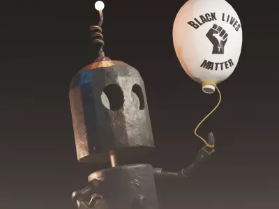 Black Lives Matter Tin Robot Tribute Free low-poly 3D model