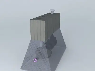 Lev wooden box with pipe in it Free 3D model