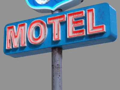 Street Sign Neon Route 66 3D model