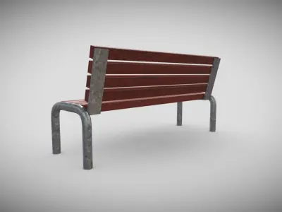 Ourdoor Bench Low-poly 3D model