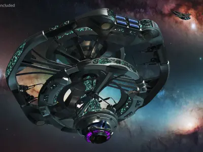 Sci Fi Space Station with Interplanetary Spacecraft Collection 2 3D model
