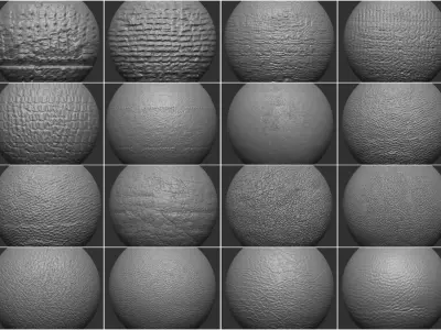 Blender Brush pack reptile lizard dragon skin Free low-poly 3D model