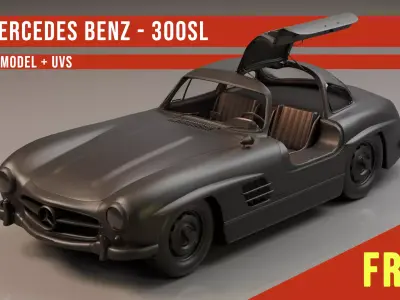 Mercedes Benz - 300SL Gullwing - 3D Model Free 3D model