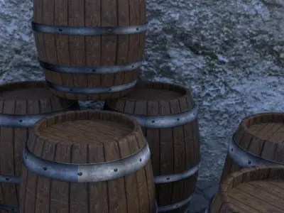 Low Poly Wooden Barrel for game Low-poly 3D model