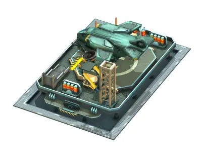 isometrical helicopter parking Low-poly 3D model