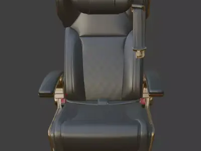 Luxury VIP Aircraft Seat Gray Leather Gold 3D Model 3D model
