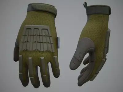 Tactical Combat Gloves 06 Low-poly 3D model