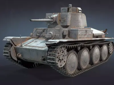 Tank PzKpfw 38t or LT vz38 Low-poly 3D model