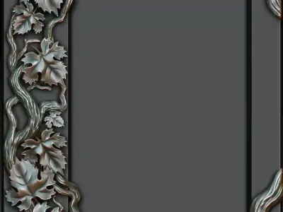 Decorative frame with grape leaves Free 3D model