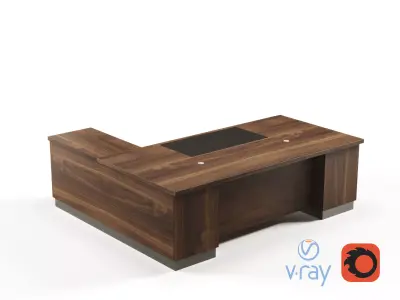 Modern Office Desk With Side Cabinet File For Director  Free 3D model