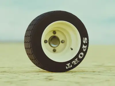 Wheel and tire for golf cart or other vehicle 3D model