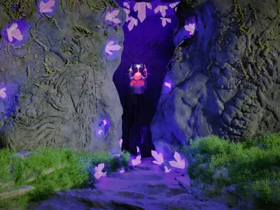 skull king with skeleton design and pebble and grass Free 3D model