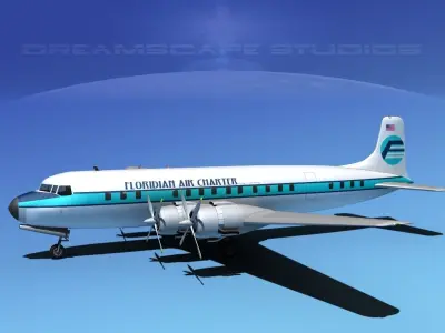 Douglas DC-7C Florida Charter 3D model