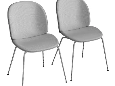 Beetle Dining Chair Front Upholstered Conic Base 3D model