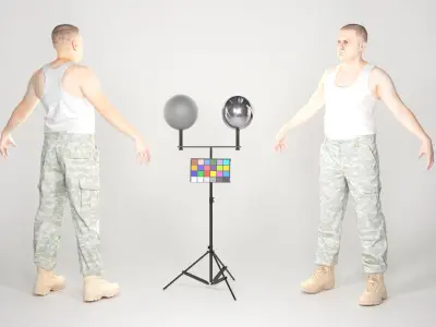 Fully equipped game ready American soldier with props 30  Low-poly 3D model