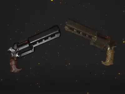 Skull Buster Revolver Handgun Low-poly 3D model