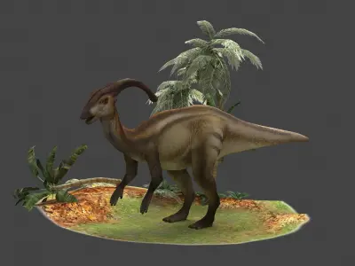 parasaurolophus parasaur dinosaur herbivore casamasso 3D model