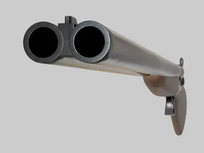 Double Barreled Shotgun - External hammers Low-poly 3D model