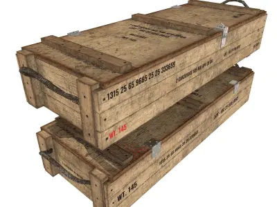 Rifle Wooden Crate Military Ammo Box Low Poly Low-poly 3D model